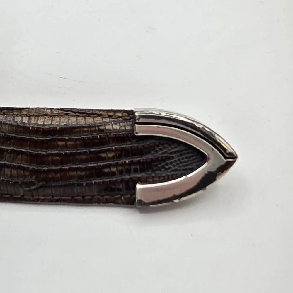 Martin Dingman Belt Mens 36 Brown Genuine‎ Lizard Exotic Classic Luxury Designer